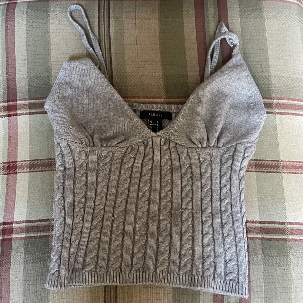 Forever 21 Grey Cable Knit Tank Top